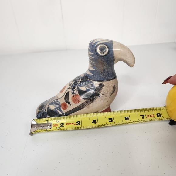 Vintage Mexican Tonala Bird Hand Painted Ceramic Pottery Ornament Birds Boho - Picture 7 of 8